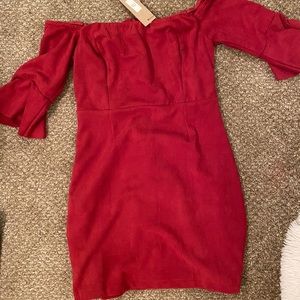 VELVET Red Off the Shoulder Holiday Dress